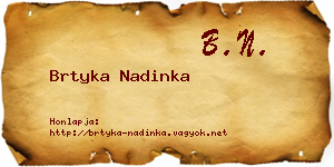 Brtyka Nadinka névjegykártya